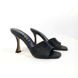 CALVIN KLEIN Bradon Sandal Slip-one Heeled Slide In Black Womens Size 5